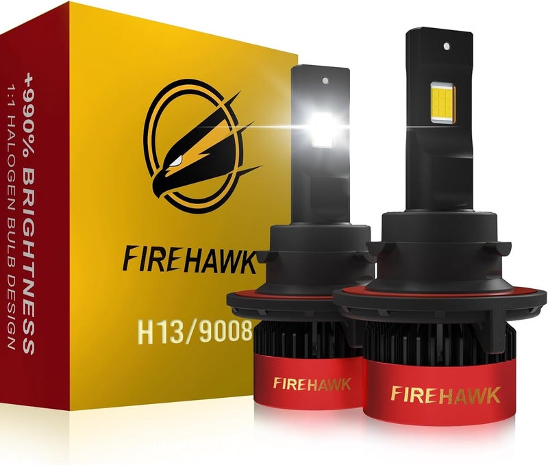 Firehawk H13/9008 Bulbs 70000LM Pure White 6000K Plug & Play IP68 Waterproof Fog Light, Pack of 2 - Image 1